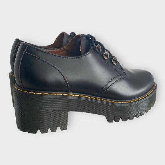 Dr. Martens Leona Lo Black Platform Heeled Oxford Shoes Womens size 8 New - Picture 5 of 12